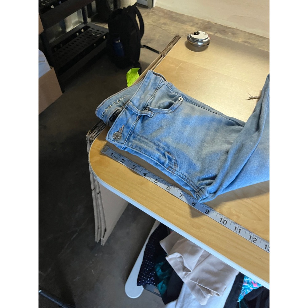 American Eagle Low Rise Flare Jeans Womens 0 Blue Light Wash Distressed Y2K - Picture 6 of 8